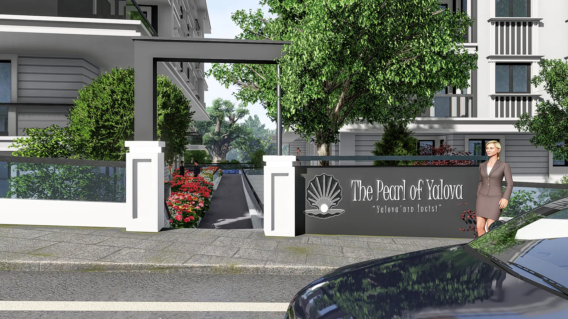 The Pearl of Yalova ana giriş kapısı ve peyzajlı yaklaşım aksı