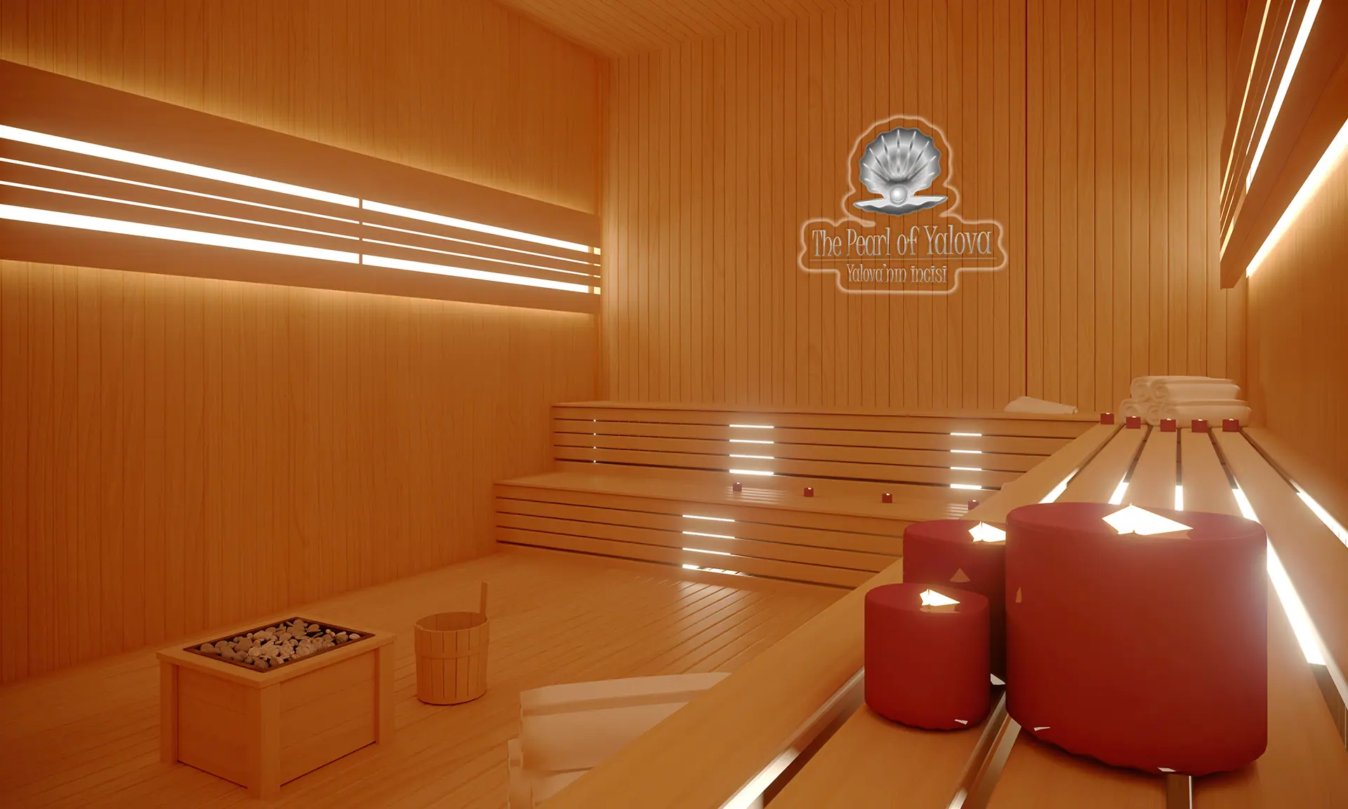 Ahşap kaplamalı sauna